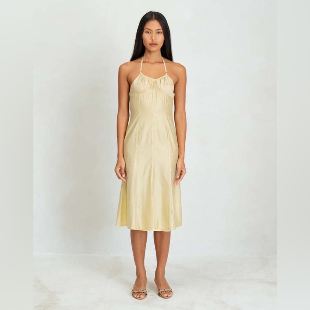 Belle The Label Flore Midi Dress Honey Yellow Halter Dress Size 6 Small NWT